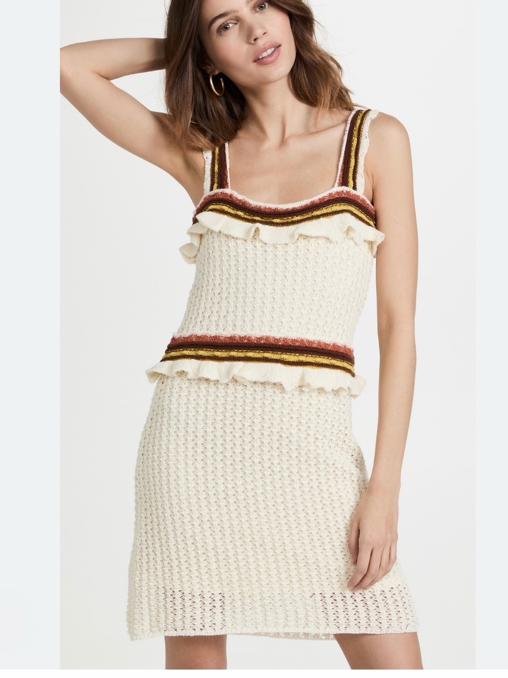 Line & Dot Cream Knit Ruffle Tank